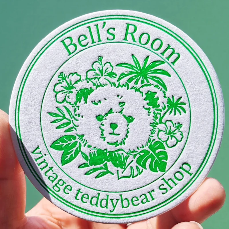 Custom Circle Coasters with Letterpressed Logo