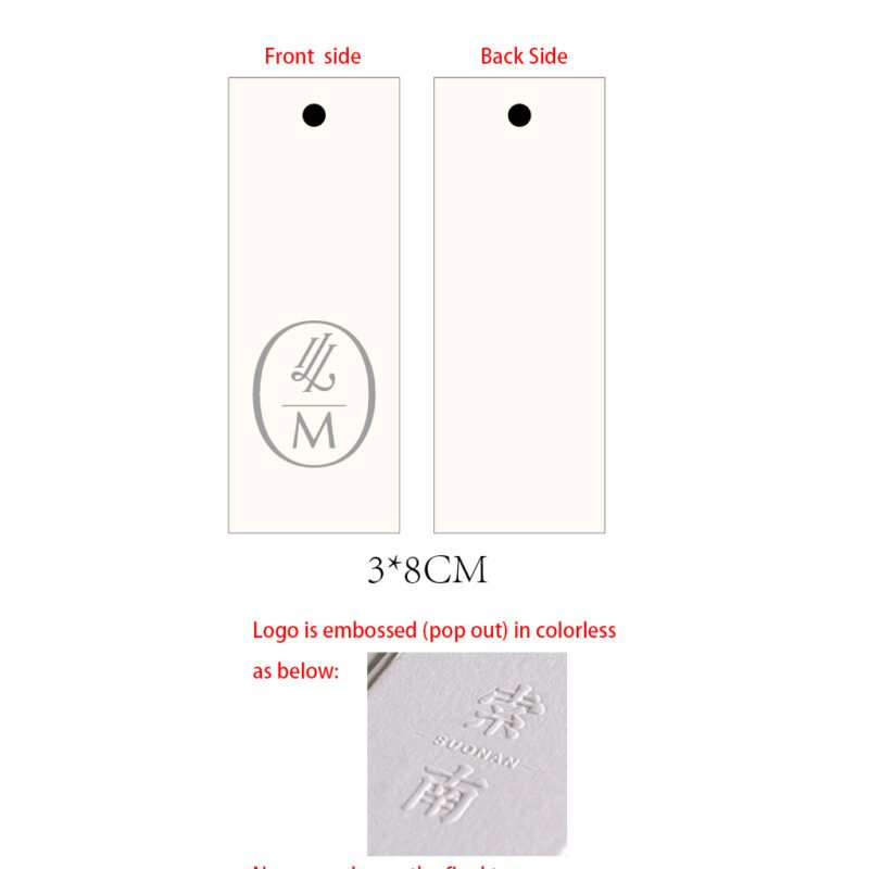Custom Cotton cardboard hang tags 500 pcs 3x8cm